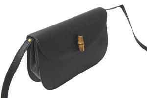 GUCCI グッチ オールドグッチ バンブー ショルダーバッグ ブラック レザー 鞄 斜め掛け 美品 中古 57820
