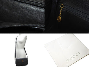GUCCI グッチ オールドグッチ バンブー ショルダーバッグ ブラック レザー 鞄 斜め掛け 美品 中古 57820