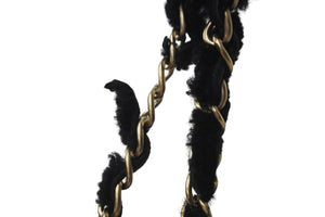 CHANEL シャネル ハンドバッグ ダブルチェーン ココマーク 9番台 ブラック ムートン ゴールド金具 良品 中古 57824