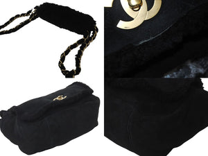 CHANEL シャネル ハンドバッグ ダブルチェーン ココマーク 9番台 ブラック ムートン ゴールド金具 良品 中古 57824