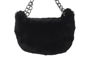 CHANEL シャネル ハンドバッグ チェーン ワンショルダー 7番台 ココマーク ブラック ファー シルバー金具 美品 中古 57839