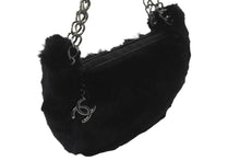 Load image into Gallery viewer, CHANEL シャネル ハンドバッグ チェーン ワンショルダー 7番台 ココマーク ブラック ファー シルバー金具 美品 中古 57839