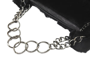 CHANEL シャネル ハンドバッグ チェーン ワンショルダー 7番台 ココマーク ブラック ファー シルバー金具 美品 中古 57839