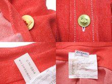 Load image into Gallery viewer, 極美品 CHANEL シャネル ヴィンテージ ココマーク デニムジャケット P03250V03294 コットン レッド ゴールド サイズ38 中古 57843