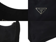 Load image into Gallery viewer, PRADA プラダ ハンドバッグ ワンショルダー MV515 ホーボー ミニバッグ 三角ロゴ ブラック シルバー金具 良品 中古 57848