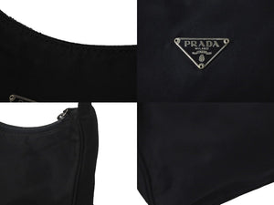 PRADA プラダ ハンドバッグ ワンショルダー MV515 ホーボー ミニバッグ 三角ロゴ ブラック シルバー金具 良品 中古 57848