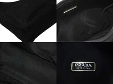Load image into Gallery viewer, PRADA プラダ ハンドバッグ ワンショルダー MV515 ホーボー ミニバッグ 三角ロゴ ブラック シルバー金具 良品 中古 57848