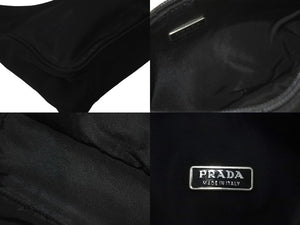 PRADA プラダ ハンドバッグ ワンショルダー MV515 ホーボー ミニバッグ 三角ロゴ ブラック シルバー金具 良品 中古 57848