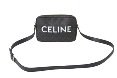 CELINE セリーヌ ショルダーバッグ ミディアム メッセンジャーバッグ ブラウン トリオンフキャンバス 194502CIM 美品 中古 57875