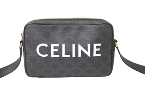 CELINE セリーヌ ショルダーバッグ ミディアム メッセンジャーバッグ ブラウン トリオンフキャンバス 194502CIM 美品 中古 57875