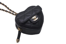 Load image into Gallery viewer, 新品未使用 CHANEL シャネル ココマーク ミニハートウォレットチェーン マトラッセ AP2783 ラムスキン ブラック ゴールド金具 57887