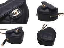 Load image into Gallery viewer, 新品未使用 CHANEL シャネル ココマーク ミニハートウォレットチェーン マトラッセ AP2783 ラムスキン ブラック ゴールド金具 57887