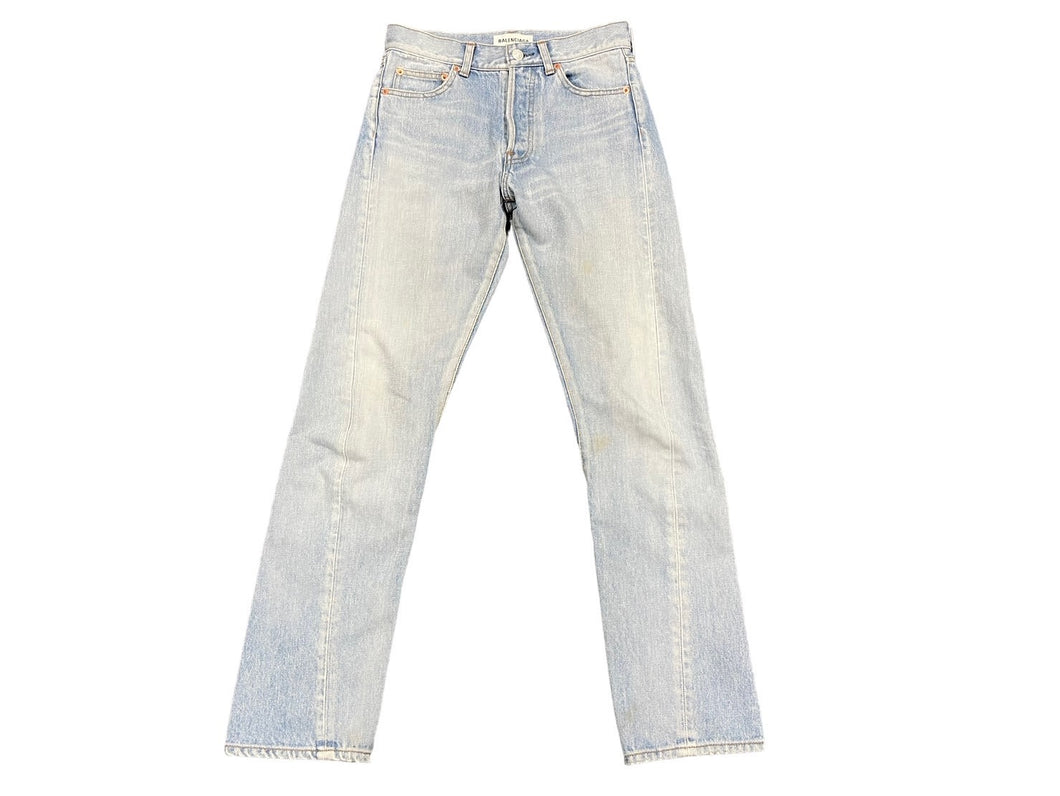 BALENCIAGA バレンシアガ ストレートパンツ レディース 517959TAP04 デニム ブルー シルバー金具 中古 57906