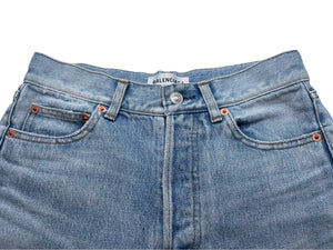 BALENCIAGA バレンシアガ ストレートパンツ レディース 517959TAP04 デニム ブルー シルバー金具 中古 57906
