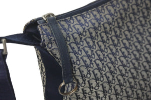 Christian Dior クリスチャンディオール トロッター ショルダーバッグ LOG44130 ネイビー キャンバス シルバー 美品 中古 57915