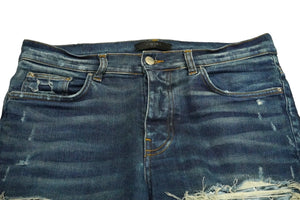 AMIRI アミリ デニムパンツ スキニーパンツ パッチワーク ダメージ サイズ33 RN150712 シルバー 良品 中古 57919 