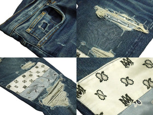 AMIRI アミリ デニムパンツ スキニーパンツ パッチワーク ダメージ サイズ33 RN150712 シルバー 良品 中古 57919 