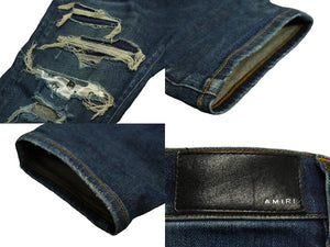 AMIRI アミリ デニムパンツ スキニーパンツ パッチワーク ダメージ サイズ33 RN150712 シルバー 良品 中古 57919 