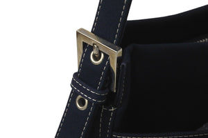 FENDI フェンディ マンマバケット ワンショルダーバッグ キャンバス ネイビー シルバー金具 良品 中古 57967