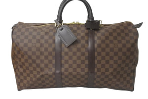 LOUIS VUITTON ルイヴィトン ダミエ キーポル50 ボストンバッグ N41427 コーティングキャンバス ブラウン 美品 中古 57978