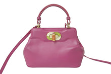 画像をギャラリービューアに読み込む, BVLGARI ブルガリ 2WAYハンドバッグ ショルダーストラップ付き ターンロック イザベラ ロッセリー レザー ピンク 美品 中古 57981