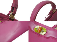 画像をギャラリービューアに読み込む, BVLGARI ブルガリ 2WAYハンドバッグ ショルダーストラップ付き ターンロック イザベラ ロッセリー レザー ピンク 美品 中古 57981