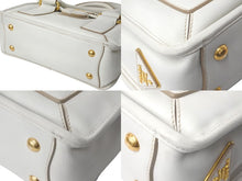 Load image into Gallery viewer, PRADA プラダ 2WAYハンドバッグ ショルダーストラップ付き 三角ロゴプレート カーフ ホワイト 美品 中古 57983