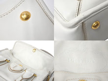 Load image into Gallery viewer, PRADA プラダ 2WAYハンドバッグ ショルダーストラップ付き 三角ロゴプレート カーフ ホワイト 美品 中古 57983