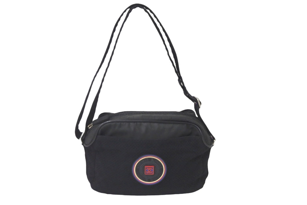 CHANEL シャネル ショルダーバッグ シャネルスポーツ ココマーク 11番台 2007年 ナイロン スウェード ブラック 良品 中古 57988