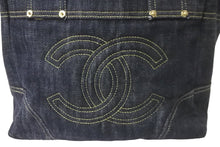 Load image into Gallery viewer, CHANEL シャネル ミニトートバッグ ハンドバッグ ココマーク スパークリングデニム インディゴブルー ゴールド金具 美品 中古 58005