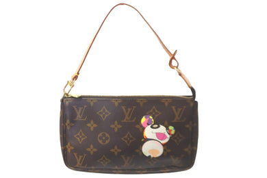 新品同様 LOUIS VUITTON ルイヴィトン ハンドバッグ ポシェット アクセソワール 村上隆 M51981 モノグラム ゴールド金具 中古 58017