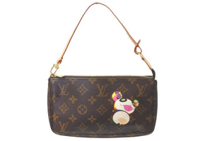 新品同様 LOUIS VUITTON ルイヴィトン ハンドバッグ ポシェット アクセソワール 村上隆 M51981 モノグラム ゴールド金具 中古 58017