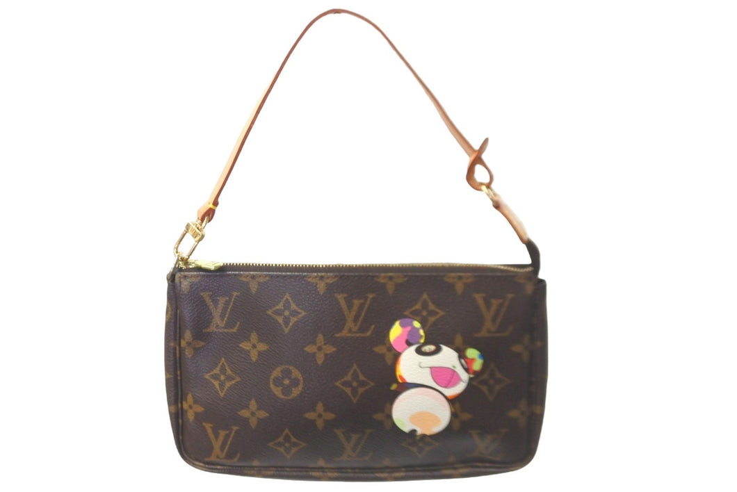 新品同様 LOUIS VUITTON ルイヴィトン ハンドバッグ ポシェット アクセソワール 村上隆 M51981 モノグラム ゴールド金具 中古 58017