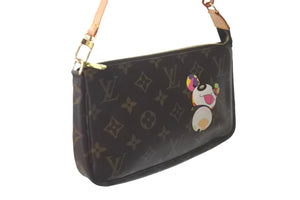 新品同様 LOUIS VUITTON ルイヴィトン ハンドバッグ ポシェット アクセソワール 村上隆 M51981 モノグラム ゴールド金具 中古 58017