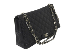 CHANEL シャネル チェーンショルダーバッグ デカマトラッセ33 13番台 キャビアスキン ブラック シルバー金具 美品 中古 58020