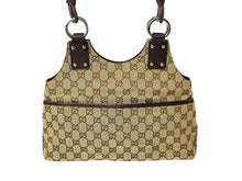 画像をギャラリービューアに読み込む, GUCCI グッチ トートバッグ ハンドバッグ GGキャンバス レザー ベージュ ブラウン 131329 シルバー金具 美品 中古 58040 