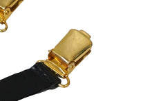 Load image into Gallery viewer, CHANEL シャネル ヴィンテージ サスペンダー ココマーク レザー ゴム ベージュ ブラック ゴールド金具 美品 中古 58044