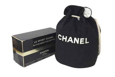 CHANEL シャネル 巾着バッグ キャンバス ビニール ブラック ホワイト ノベルティ 良品 中古 58054