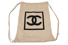 Load image into Gallery viewer, CHANEL シャネル スポーツライン ココマーク ナップサック 8番台 ベージュ ブラック コットン 美品 中古 58057