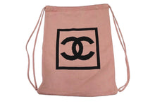 Load image into Gallery viewer, CHANEL シャネル スポーツライン ココマーク ナップサック シールなし コットン ピンク ブラック 美品 中古 58058