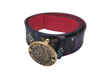 LOUIS VUITTON ルイヴィトン ベルト・バックル サンチュール T&B モノグラム ベルト M9628 ノワール ゴールド金具 美品 中古 58080