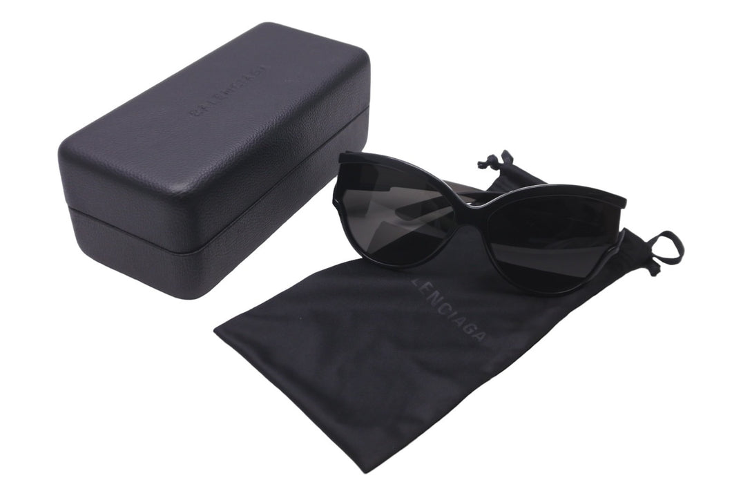 極美品 BALENCIAGA バレンシアガ サングラス フォックス型 63□15-115 BB0038S プラスチック ブラック シルバー金具 中古 58088