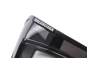 極美品 BALENCIAGA バレンシアガ サングラス フォックス型 63□15-115 BB0038S プラスチック ブラック シルバー金具 中古 58088