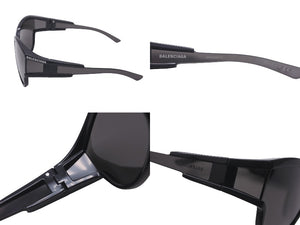 極美品 BALENCIAGA バレンシアガ サングラス フォックス型 63□15-115 BB0038S プラスチック ブラック シルバー金具 中古 58088