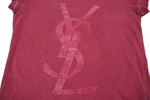 YVES SAINT LAURENT イヴサンローラン YSL 半袖Ｔシャツ ロゴＴシャツ ピンク系 コットン 美品 中古 58111