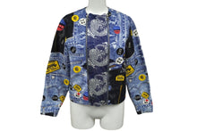 Load image into Gallery viewer, Christian Dior クリスチャンディオール ライダースジャケット 総柄 龍 和柄 ヴィンテージ デニム ブルー 12 美品 中古 58116