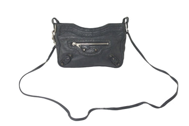 BALENCIAGA バレンシアガ ショルダーバッグ ザヒップ 245080 レザー スタッズ ブラック シルバー金具 良品 中古 58187
