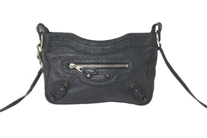 BALENCIAGA バレンシアガ ショルダーバッグ ザヒップ 245080 レザー スタッズ ブラック シルバー金具 良品 中古 58187