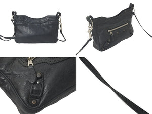 BALENCIAGA バレンシアガ ショルダーバッグ ザヒップ 245080 レザー スタッズ ブラック シルバー金具 良品 中古 58187