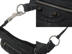 BALENCIAGA バレンシアガ ショルダーバッグ ザヒップ 245080 レザー スタッズ ブラック シルバー金具 良品 中古 58187